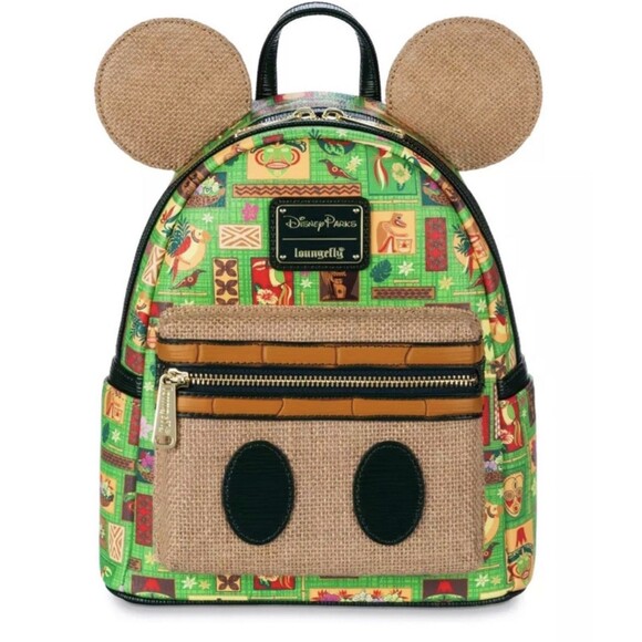 Disney Parks Loungefly Enchanted Tiki Room 2022 Green Mickey Icons Backpack NEW main image 9
